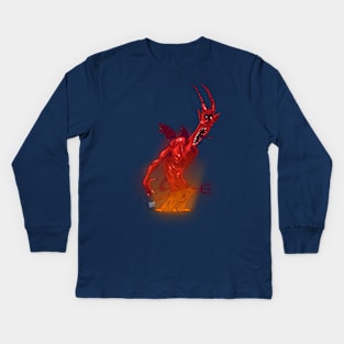 Angry Red Demon Kids Long Sleeve T-Shirt
